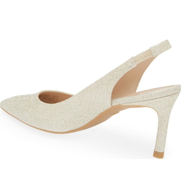 Stuart Weitzman Linsi Leather Pointed Toe Slingback Pump - Picture 2 of 4